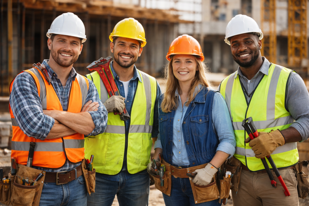 Trabajador de la construcción en una obra